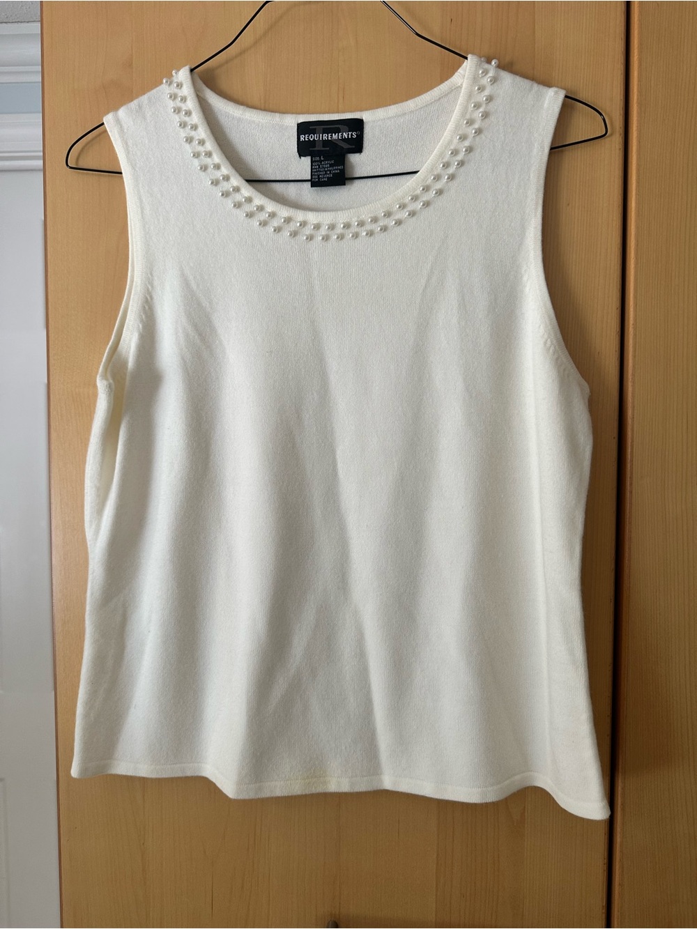 Requirements Ivory Pearl-Trim Sleeveless Tank